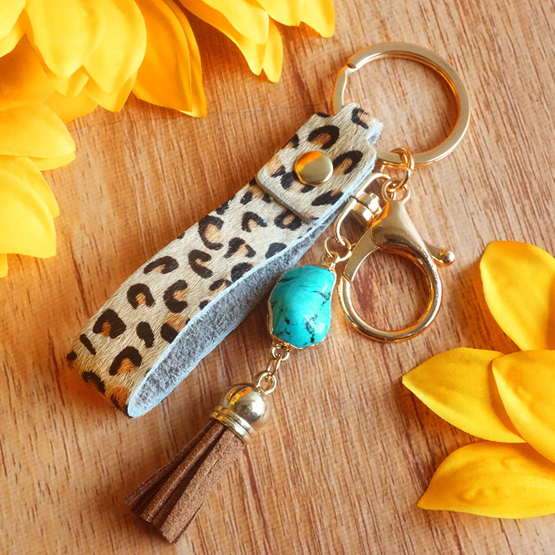 Wholesale Leather Animal Cow Leopard Print Keychain
